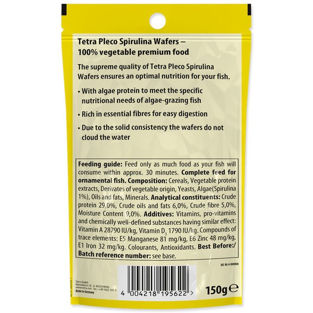 Feed Tetra Pleco Spirulina Wafers bag 15g