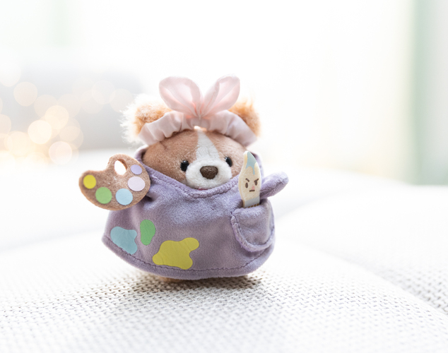 NICI peluche MyMochi Cocker Spaniel Brushy 8 cm con pennello e costume da pittore, confezione regalo