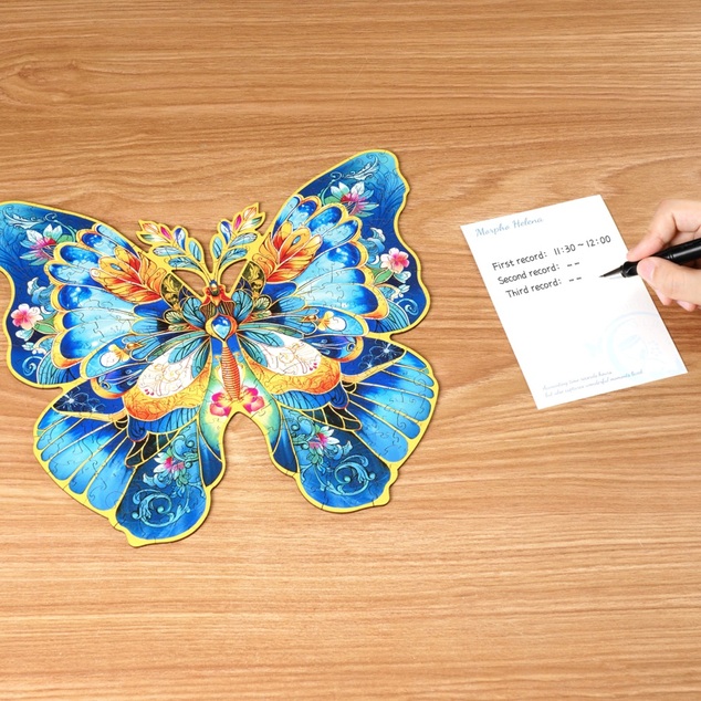 RoboTime Drevené puzzle motýľ Morpho Helena