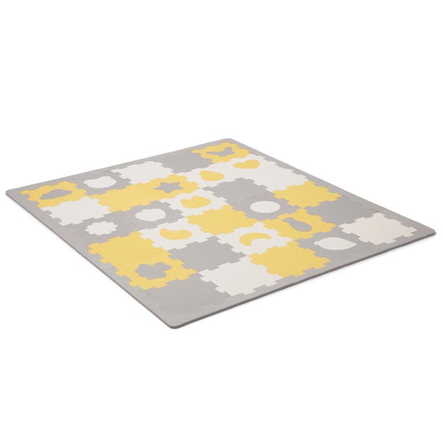 KINDERKRAFT SELECT Podložka penová puzzle Luno Shapes 185 x 165 cm Yellow, 30ks, Premium
