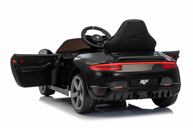 Elektrické autíčko RUF GT 12V, čierne, Otváracie dvere, 2.4 GHz diaľkové ovládanie, LED sv