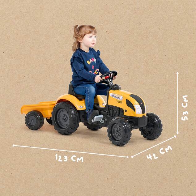 Falk Mighty Builder 2055L pedálos traktor utánfutóval