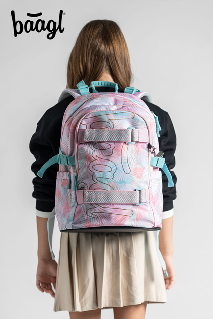 BAAGL SET 5 Skate Sunset: Rucksack, Federmäppchen, Beutel, Bauchtasche, Laptop-Hülle