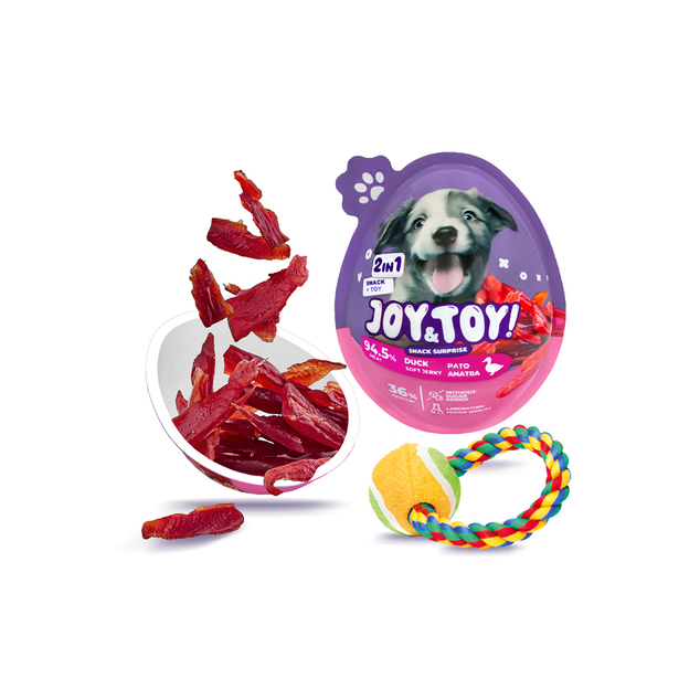 JOY&amp;TOY! Vajíčko pre psov s prekvapením Soft Jerky - kačacie mäsko