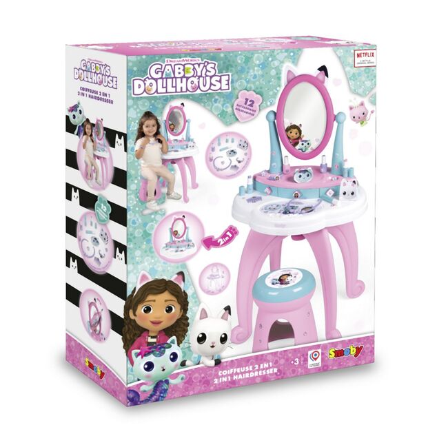 Smoby Gabby's Dollhouse 2v1 Toaletný stolík so stoličkou
