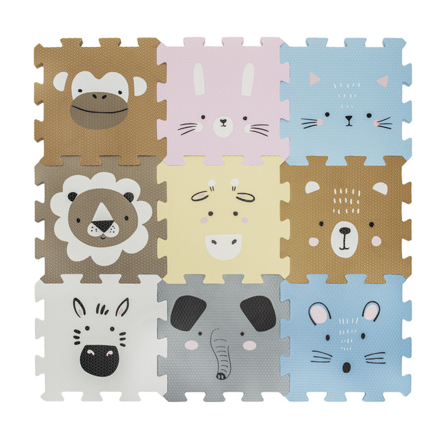 Schaumstoff-Puzzlematte 30x30 cm 9 Stk., Tiere