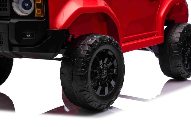 Elektrické autíčko Toyota Landcruiser 12V, červené, široké jednomiestne sedadlo, 2,4 GHz d