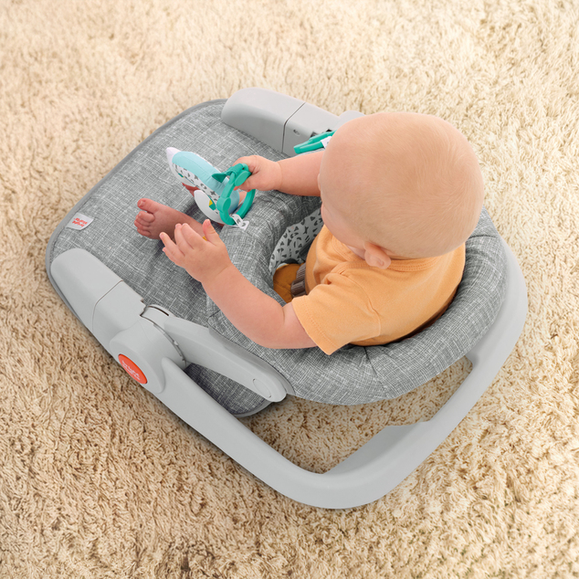 BRIGHT STARTS Siège d'apprentissage avec jouets prêt pour le voyage Learn-to-Sit™ Gris, 4m+