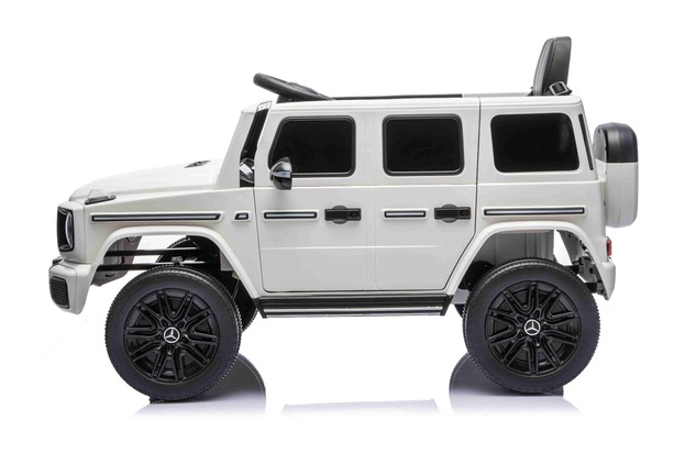 Auto elettrico Mercedes G580 12V, bianco, telecomando 2,4 GHz, Bluetooth, USB /