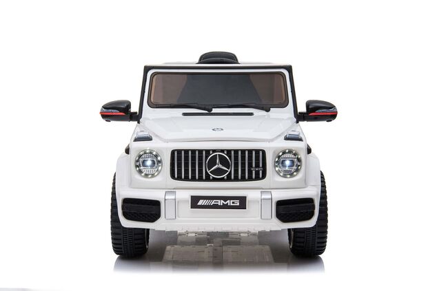 Elektrické autíčko Mercedes G, biele, Jednomiestne sedadlo, 12V batéria, 2,4 GHz DO, 2X MO