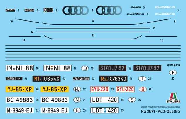 Model Kit auto 3671 - Audi Quattro (1:24)
