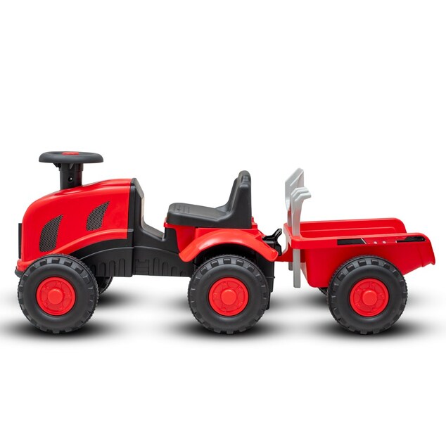 Detské odrážadlo traktor s vlečkou a náradim Baby Mix Benny červené