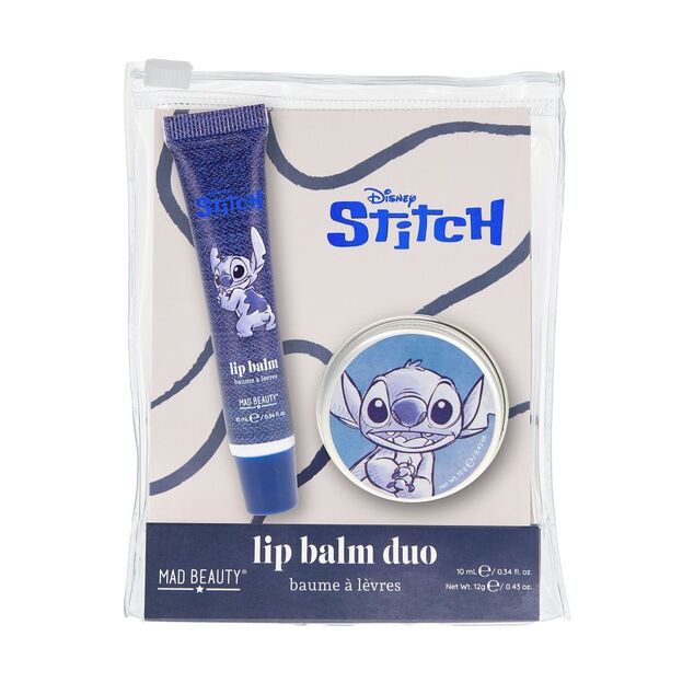 Mad Beauty Stitch Denim ajakápoló készlet ajakbalzsam 12g és ajakfény 10ml