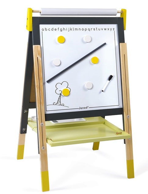Janod Magnetická tabuľa obojstranná polohovateľná žltá šedá