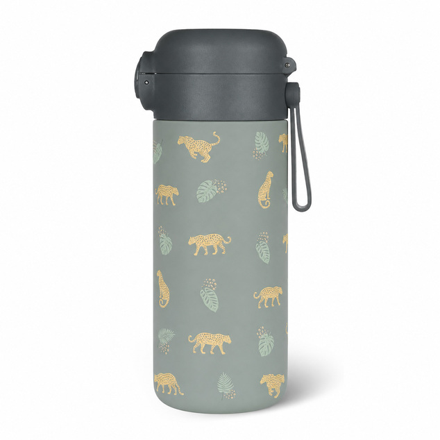 Termos pentru lichide cu pai și suport din silicon 350 ml, Wild Gepard