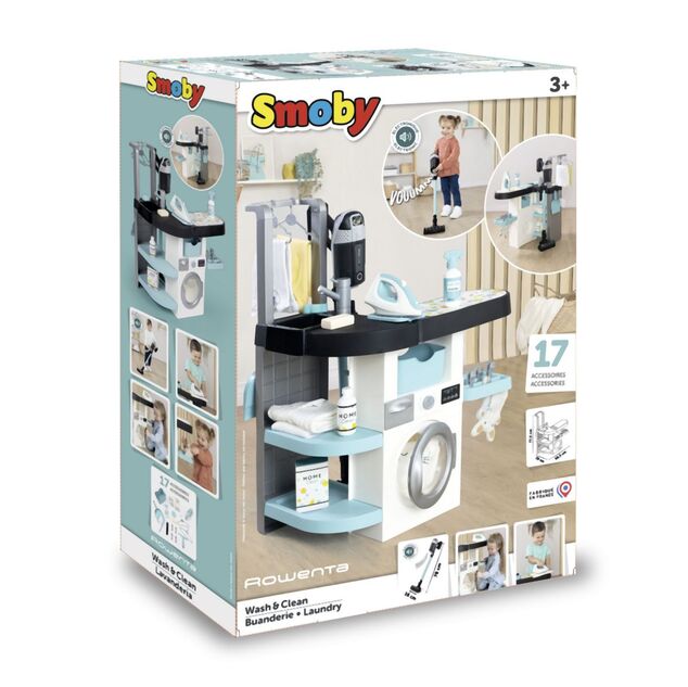Smoby Práčovňa 3v1 so žehličkou a tyčovým vysávačom Rowenta
