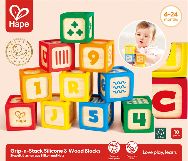 Grip-n-Stack - Blocchi di legno con silicone