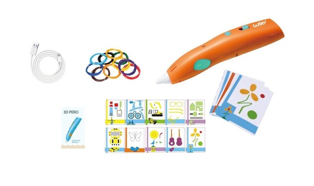 3D stilou WIKY portocaliu set de bază 10 rezerve 10 șabloane