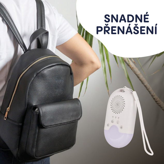Prenosný pripínací modul so svetlom LED, bielym šumom a zvukmi, White