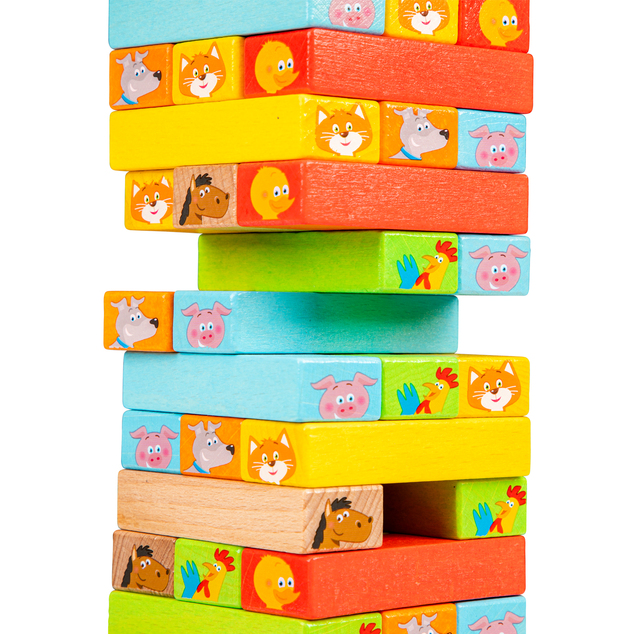 New Classic Toys Drevená veža Jenga so zvieratkami