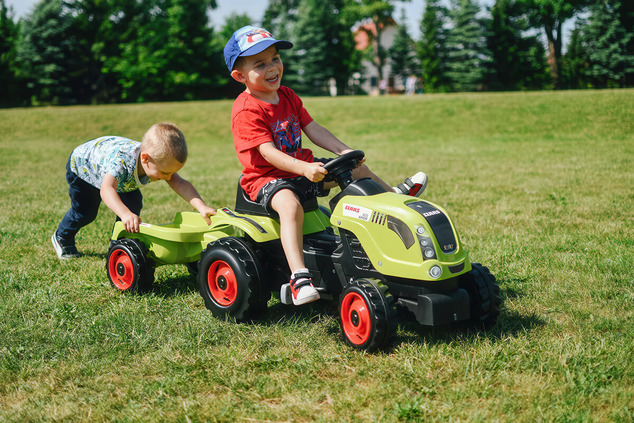 Smoby Šliapací traktor CLAAS zelený s vozíkom