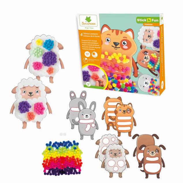 Sycomore Stick &amp; Fun - zdobenie brmbolcami - domáce zvieratká