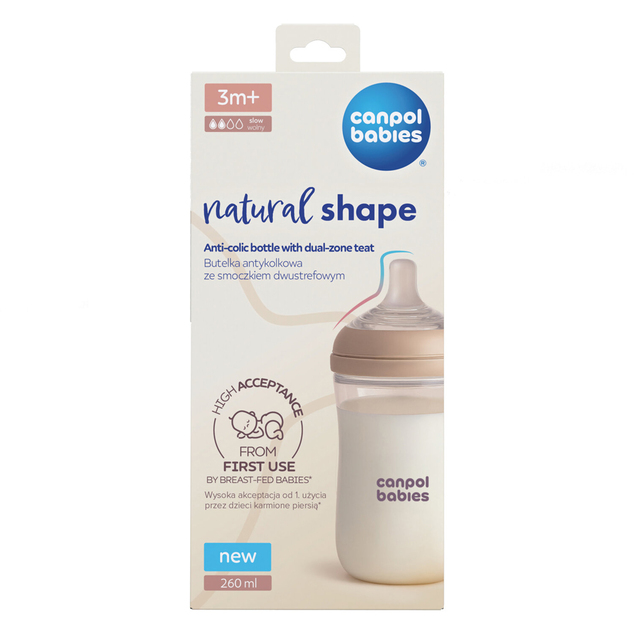CANPOL BABIES Антиколикова бутилка Natural shape 260ml