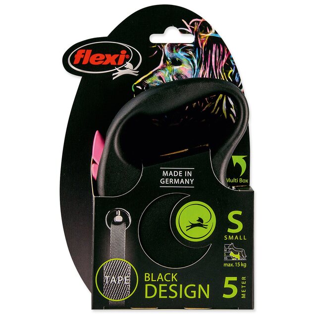 Vodítko Flexi Black Design páska S ružové 5m
