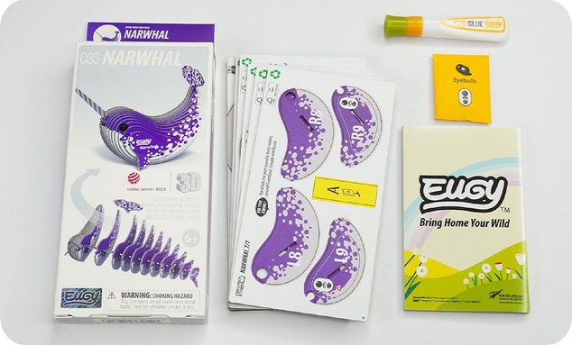 EUGY Narvalo 3D puzzle in cartone
