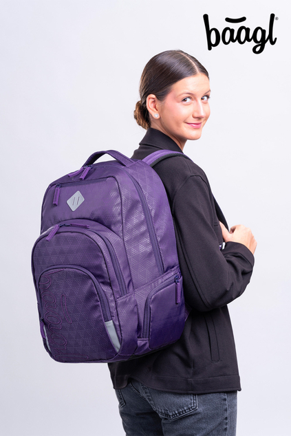 BAAGL SET 3 Coolmate Plum: ruksak, pernica, vrećica