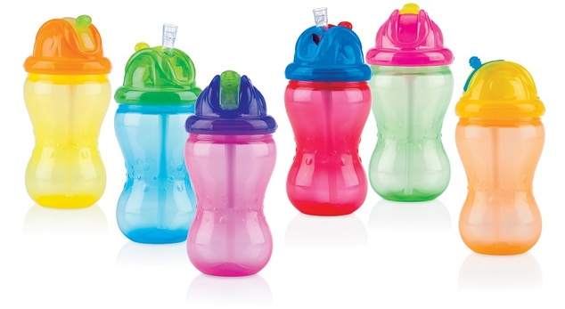 Nicht fließender Becher mit weichem, faltbarem Strohhalm und einstellbarem Durchfluss 360ml, 12m +