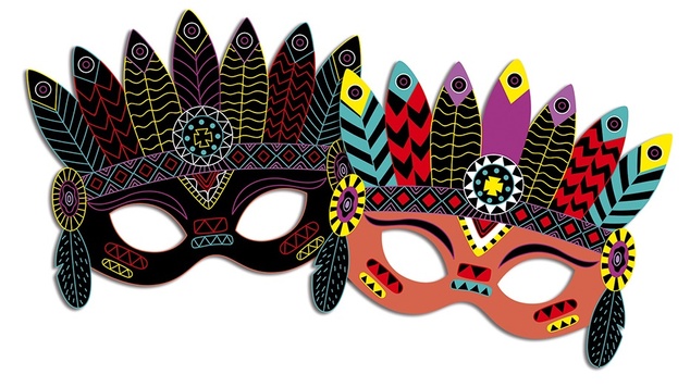 Janod Atelier Set Creativo Mini Immagini da Grattare Maschere da Festa 5+