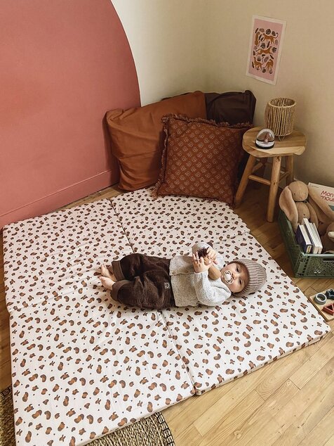Tappetino da gioco pieghevole imbottito per bambini 3 in 1, Leopardo