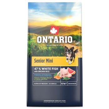 Krmivo Ontario Senior Mini Fish &amp; Brown Rice 6,5kg