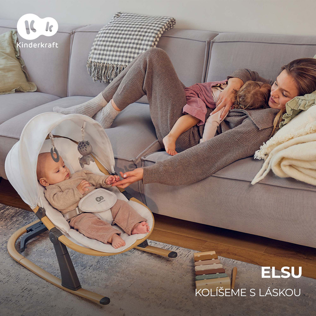 KINDERKRAFT Hamaca Elsu Grey, hasta 9kg