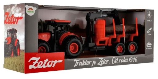 Traktor Zetor s vlekom s naklad. ramenom plast na zotrvačník na bat. sa svet. so zvukom