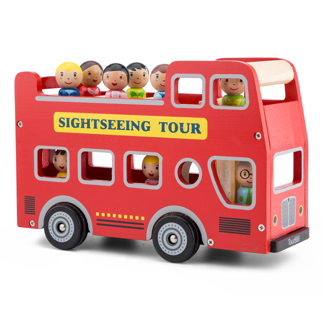 New Classic Toys Červený mestský autobus + 9 figúrok cestujúcich