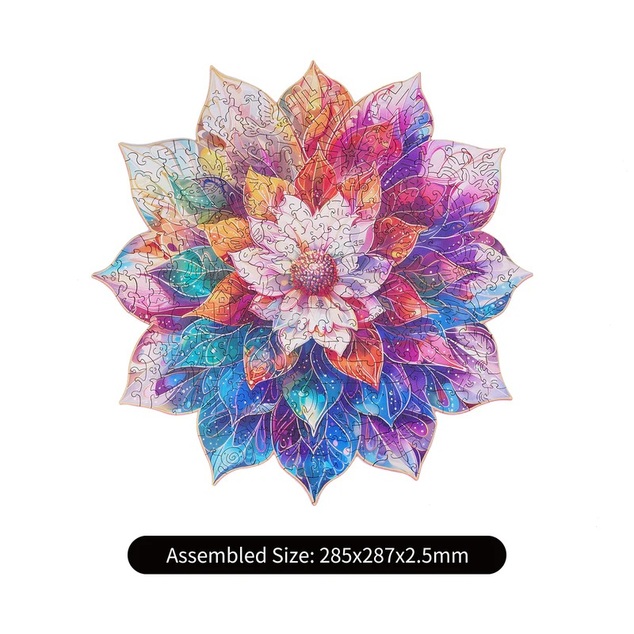 RoboTime Dřevěné puzzle Květinová mandala