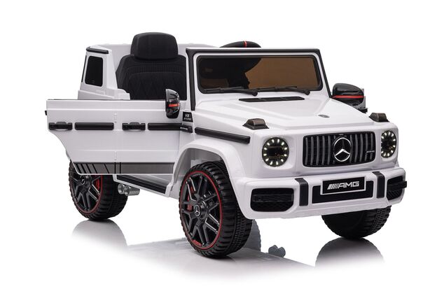 Elektrické autíčko Mercedes G, biele, Jednomiestne sedadlo, 12V batéria, 2,4 GHz DO, 2X MO