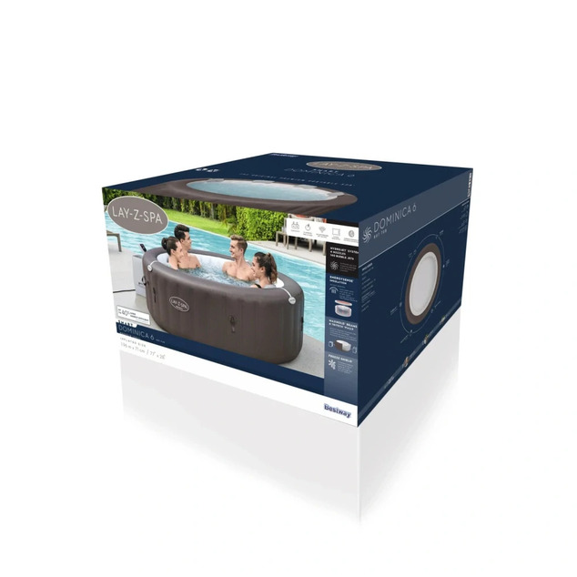Bestway 6001S Jacuzzi LAY-Z-SPA® Dominica HydroJet™ para 6 personas (Ahorro de energía) 196 x 71 cm