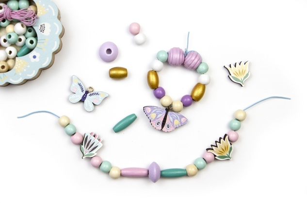 Sycomore Perles en bois pastel - Papillon