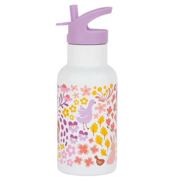 A Little Lovely Company - nerezová fľaša na pitie, 350 ml - kvetinová záhrada