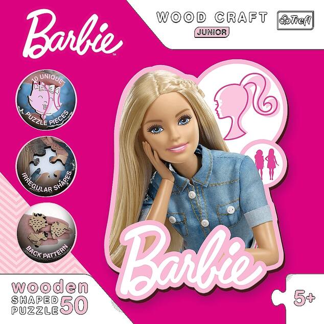 Trefl Drevené puzzle Junior 50 dielikov - Krásna Barbie