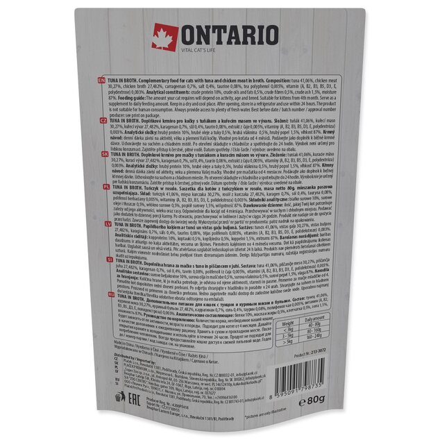Kapsička Ontario tuniak vo vývare 80g
