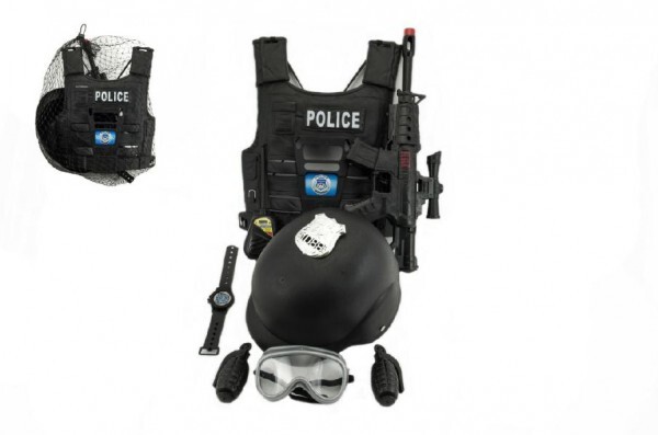 Set aus Polizeipistole und Helm mit Zubehör