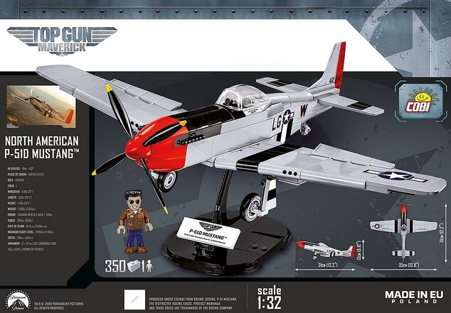Cobi 5846 TOP GUN P-51 D Mustang, 1:32, 350 PS, 1 f
