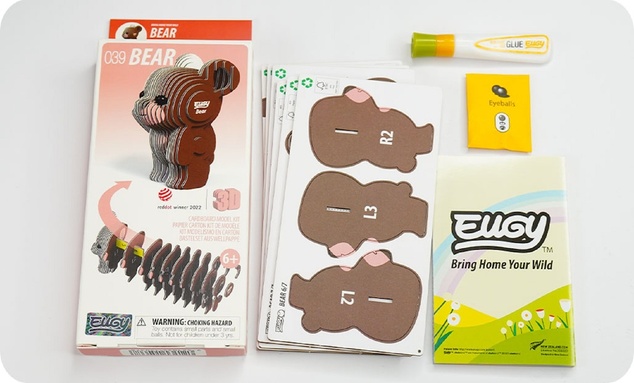 EUGY Orso grizzly 3D puzzle di cartone