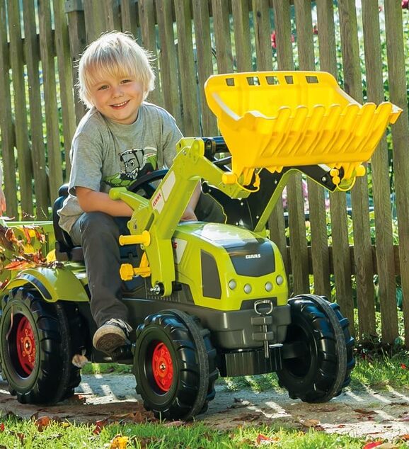 Rollytoys Šliapací traktor Farmtrac Claas Axos s predným nakladačom