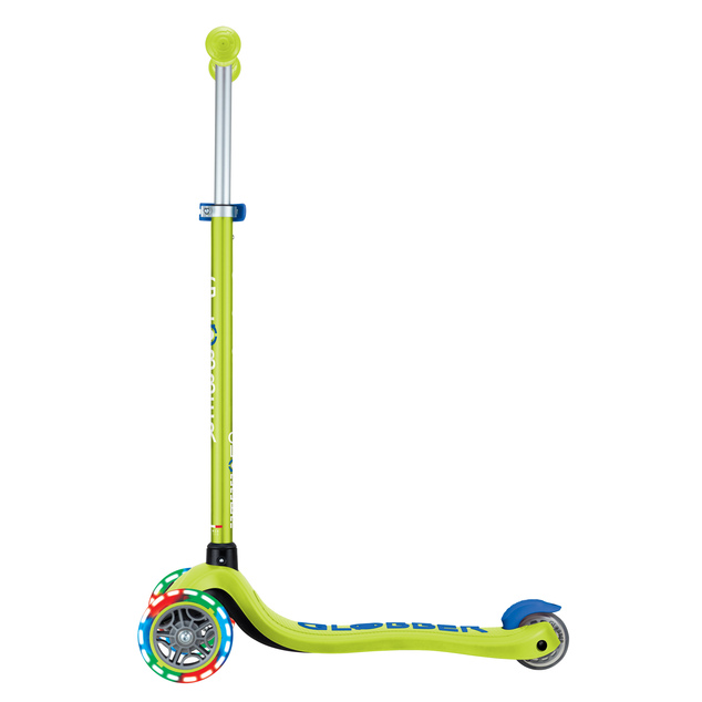 Globber Kinderroller Plus - Primo Plus Lights V2 - Leuchtend - Limettengrün/Marineblau