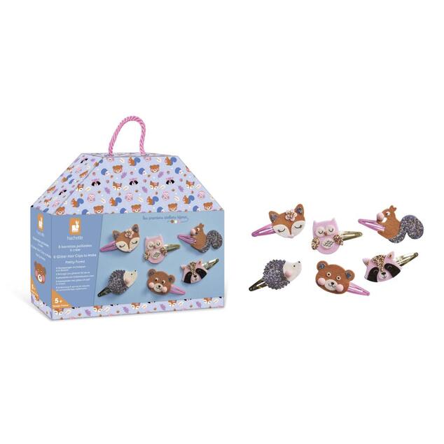 Janod Atelier Set Creativo Creazione Gioielli Fermagli per Capelli Animali del Bosco 6 pz in valiget